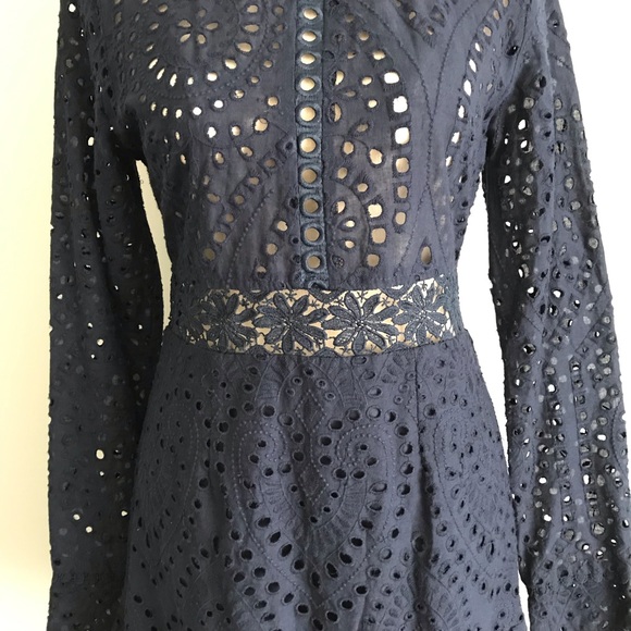 ~SOLD~ SAINTS + SECRETS Navy Blue Lace Dress - Picture 5 of 14